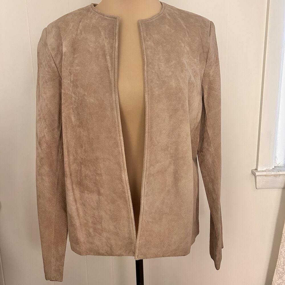 Vintage Orvis Women’s Suede Leather Blazer Size Large Open Front Collarless NWT - Picture 1 of 10